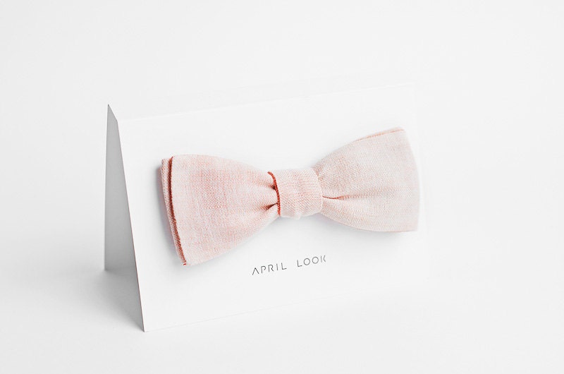 Light pink bow tie, peach bow tie - double sided