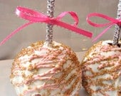 Pink and Gold Caramel White Chocolate Apples with Silver Bling Sticks
