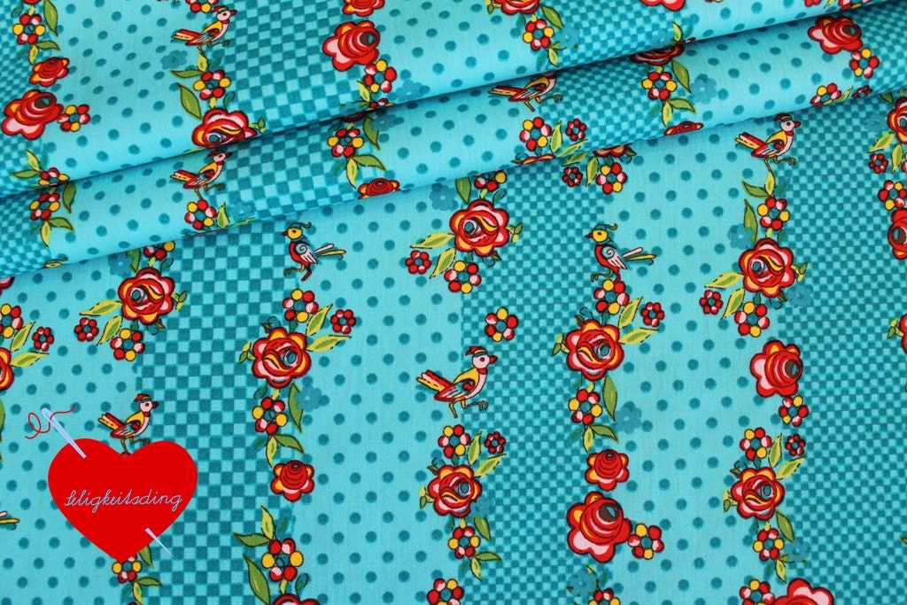 0,5 m Stenzo "old dutch stripes " dutch cotton poplin turquoise