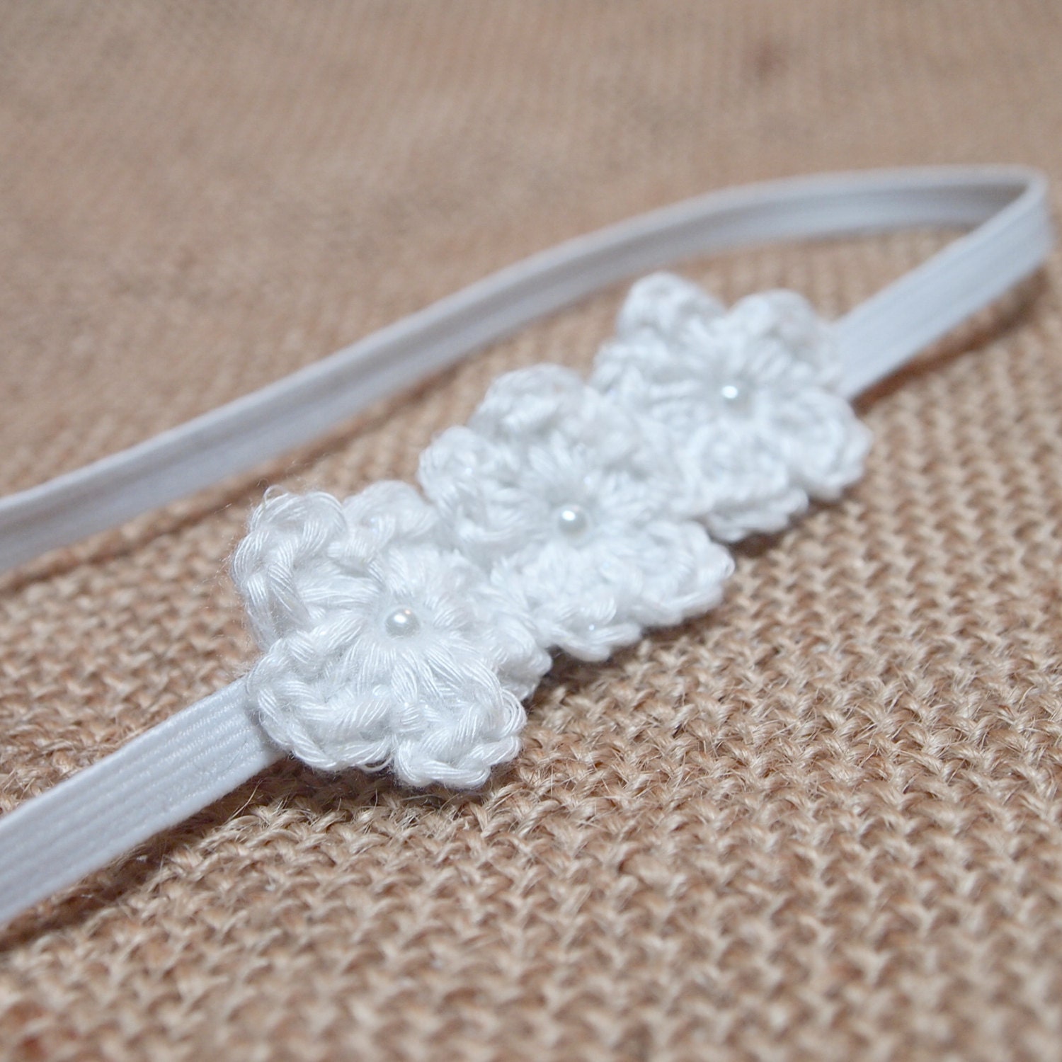 Crochet Baby Headband, Newborn Headband, Baby Girl Headbands, Flower Headband, Baby Baptism