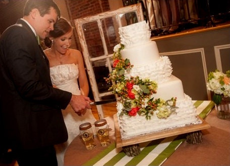 Cake Cupcake Stand Square X-Lg  20" x 20" Wood Tree Slice Platter Centerpiece Reception Rustic Wedding Decor
