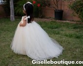 Flower girl dress. Ivory Lace TuTu Dress with Train.baby tutu dress, toddler tutu dress, wedding, birthday, Newborn, 2t,3t,4t,5t