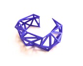 Triangulated Cuff bracelet in Blue. 3d printed. modern statement jewelry. geometric jewelry