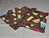Ready to Ship - Kitchen Coasters. Set of 4. Reusable and Washable.
