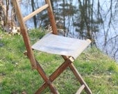 Vintage Wooden and Fabric Folding Chair