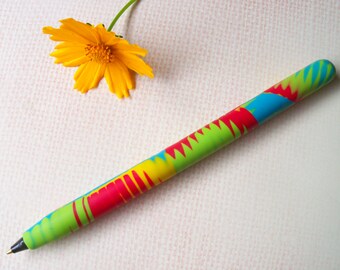 Polymer Clay Bic Pen, red blue yellow green