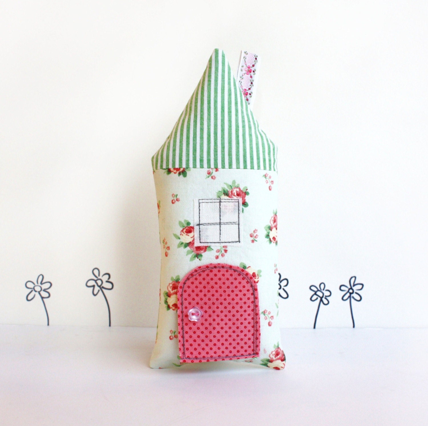 Tooth Fairy Pillow Children Toy Secret  Door Stuffed Toy Keepsake Mint Floral