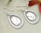 Artisan Handmade Fine Silver Double Teardrop Earrings