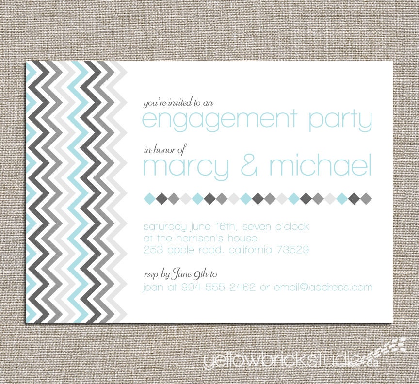engagement party invitation - chevron - DIY printable file by YellowBrickStudio