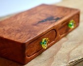 Sheoak bandsaw wooden twin drawer box with handmade glass drawers knobs