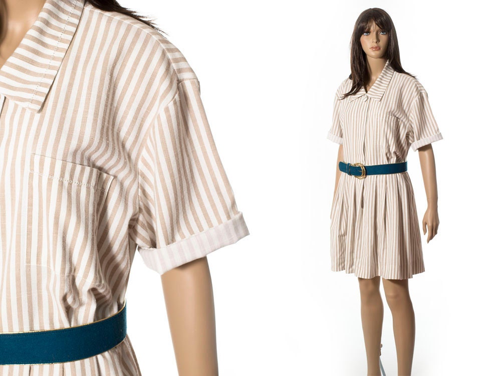 Vintage striped mini dress plus size X-large