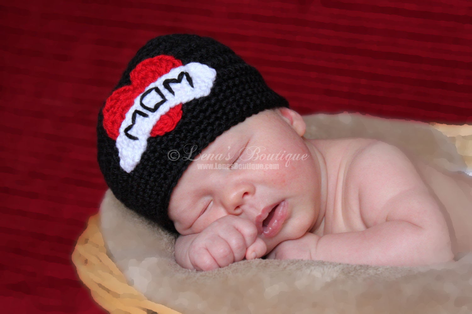 I Heart Mom or Dad crochet baby hat  - Newborn / 0-3 month  - Made To Order