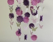 Dahlia and Butterfly Paper Decorative Mobile