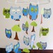 Sleep Tight Owl Baby Mobile in Green and Blue