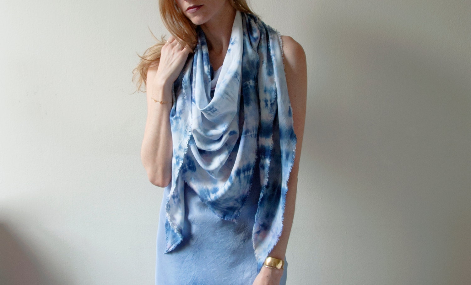 TIE DYE Bamboo Scarf. Hand Dyed Scarf. Pastel Shawl Scarf. Large scarf.