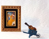 Spanish Dancers embroidery postcard in vintage frame for your dramatic decor,dance gypsy dance