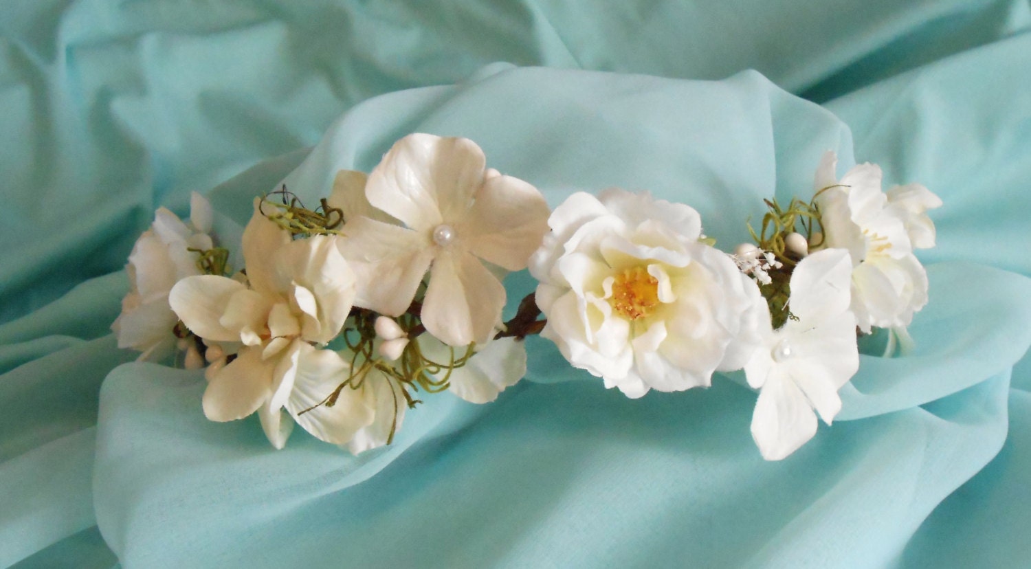 Flower Hair Crown, Bohemian Flower Crown, Woodland Hair, Floral Headband, Boho Bride