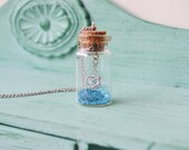 Crown Jewel Glitter Glass Bottle Necklace - SALE