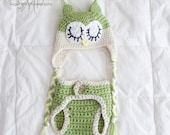Sleepy Owl Hat and Diaper Cover Set- Photo Prop- Crochet- Baby- Newborn- Gift- All Sizes- Costume
