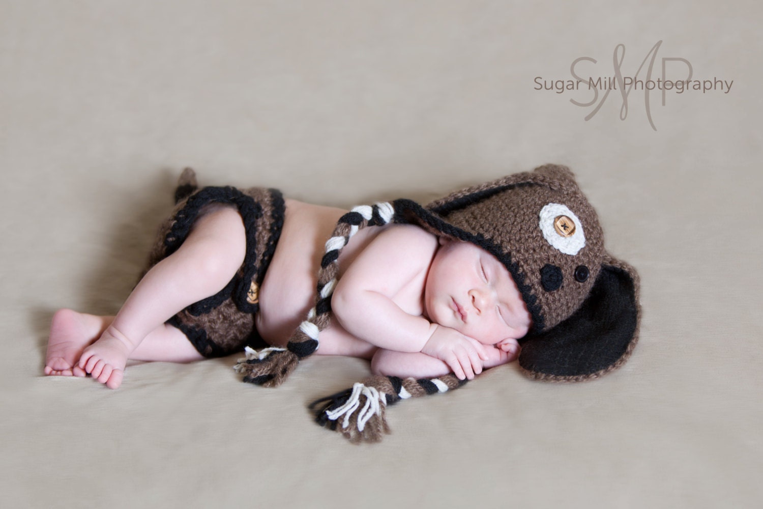 Puppy Hat and Diaper Cover Set- Baby Boy- Newborn Photo Prop- Dog Hat-Crochet- Gift- Baby- All Sizes