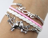 Silvery love bracelet women bracelet loving birds bracelet girls bracelet bangle jewelry cuff B771