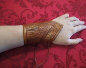 Wood Grain Hand Carved Leather Wrist Armor/Wristband