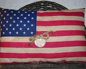 Primitive AMERICANA Flag Pillow Patriotic Decorating Old Glory Pillow Folk Art