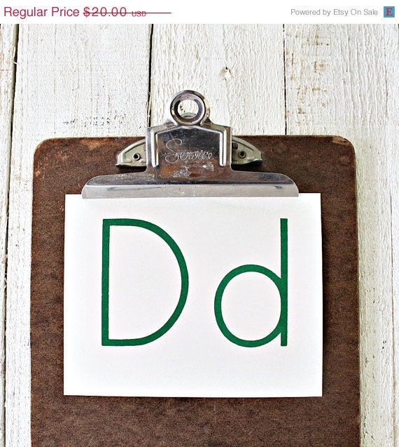 50% Off Sale Vintage Nursery Wall Art Ready to Frame Flash Card Letter D Ephemera