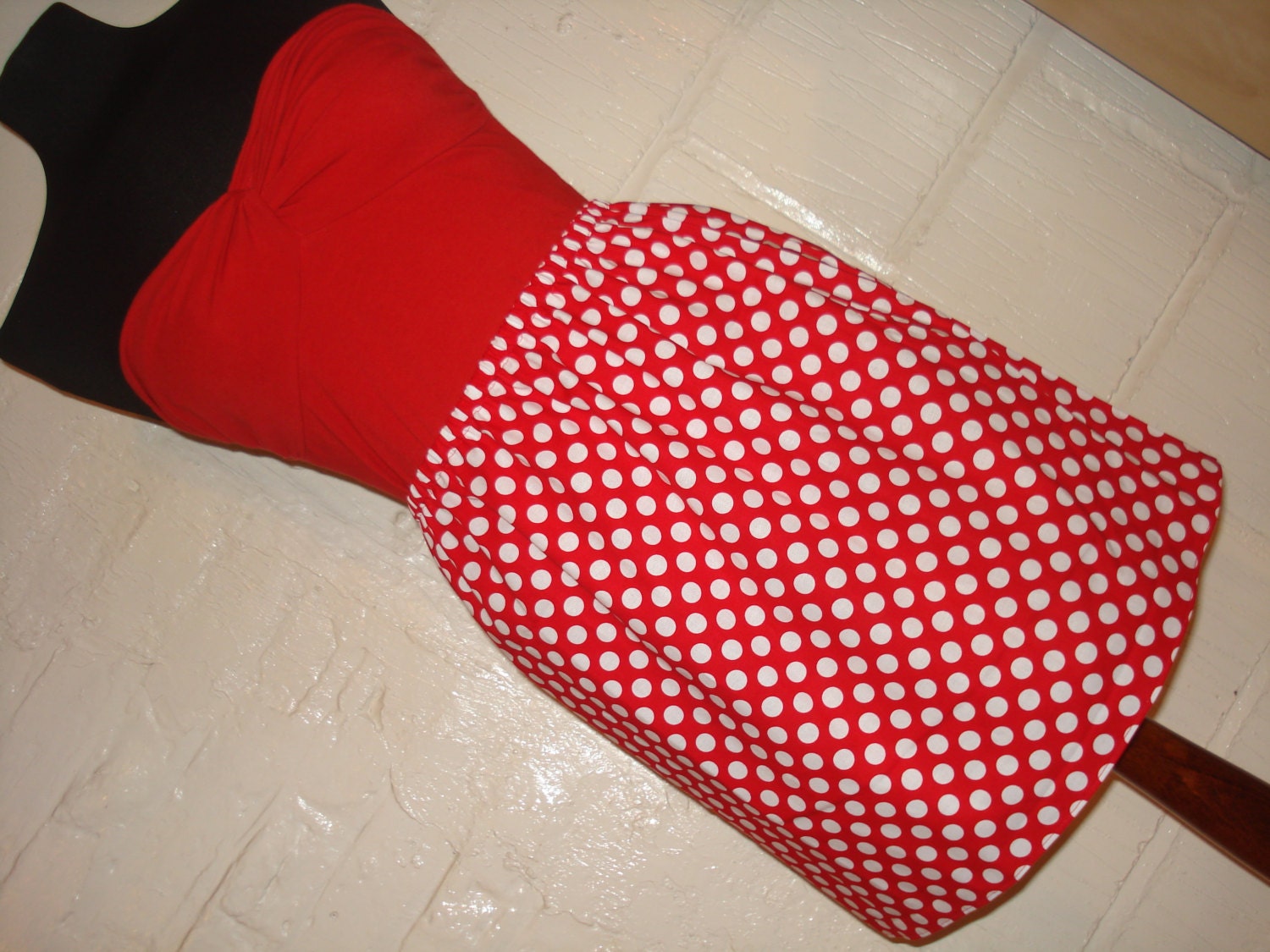 Red and White Polka Dot Minnie Mouse Style Skirt - High Waisted Ladies Mini Skirt - Retro Kitsch - Handmade & Ready to Ship