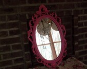 Vintage Hollywood Regency French country pink ornate BABY girl nursery 26x16 framed Syroco  MIRROR/CHALKBOARD
