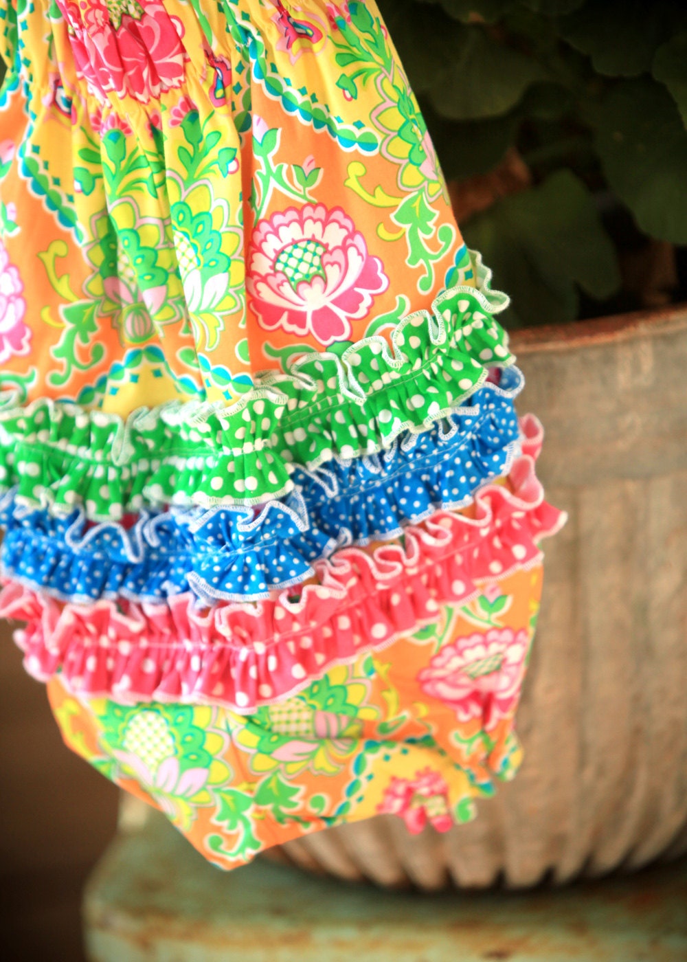 Peachy Keen Baby Bubble with Detachable Pink  Flower & Halter Back