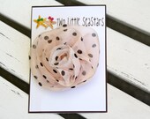 Baby hair clip - newborn hair clip - girl hair clip - adult hair clip - Light pink chiffon w/ black polka dot ruffled flowers