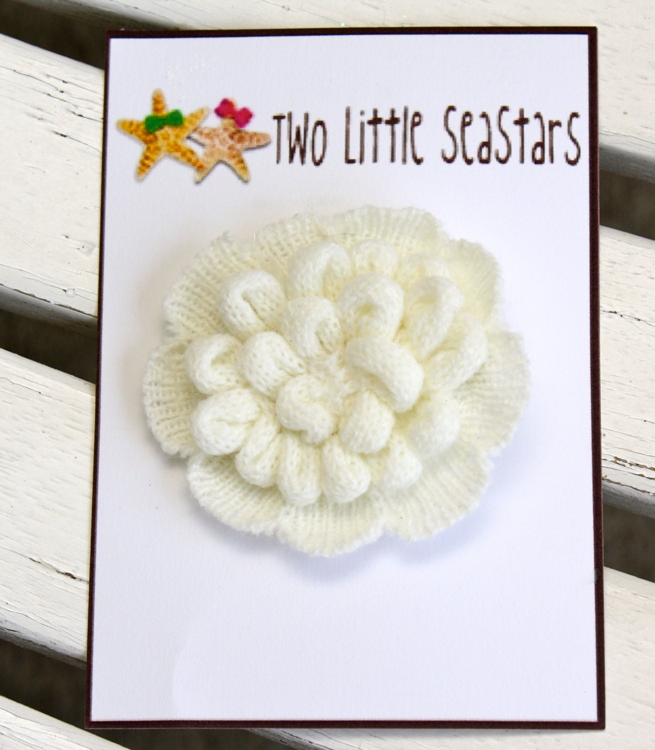 Baby hair clip - newborn hair clip - toddler/girl hair clip - adult hair clip - cream knitted shabby chic flower hair clip