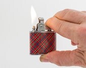 Working 1960s Supermatic Chrome Pocket Lighter With Scotch Plaid Wrapn