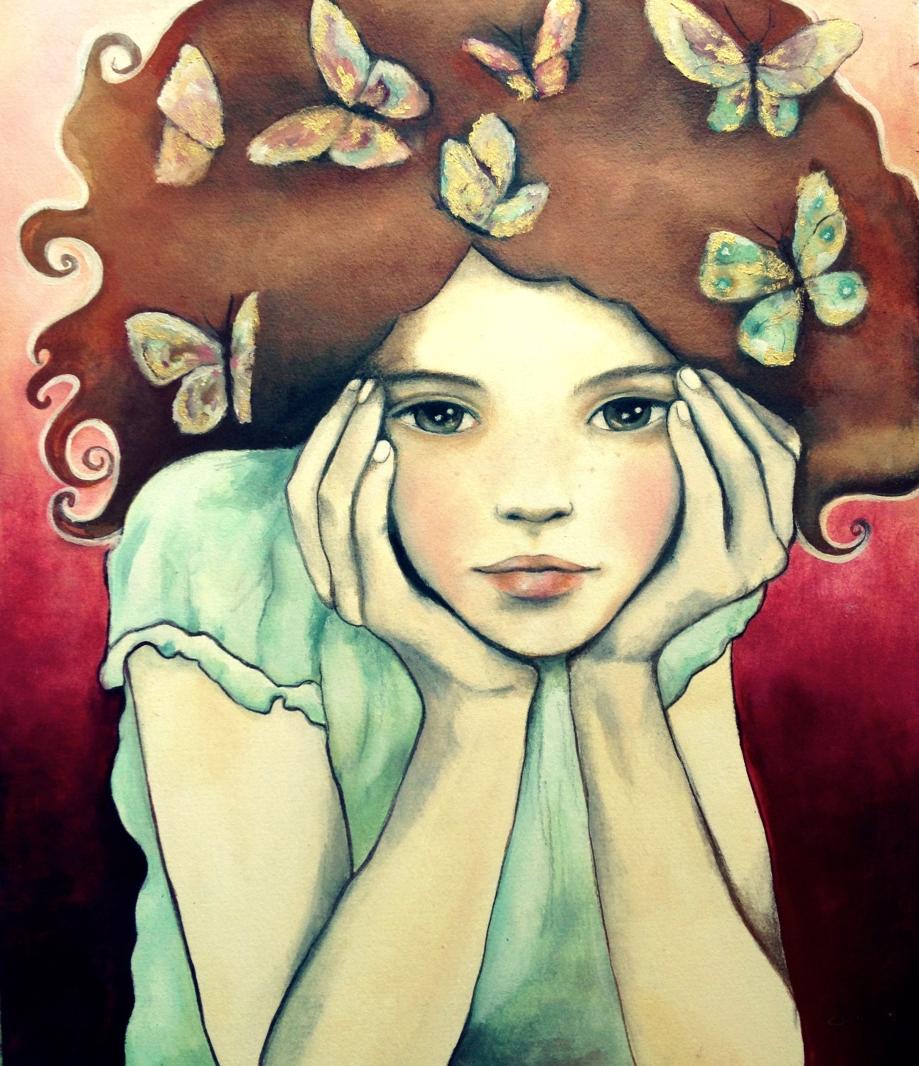 dreamy girl 8 x10 inches art print