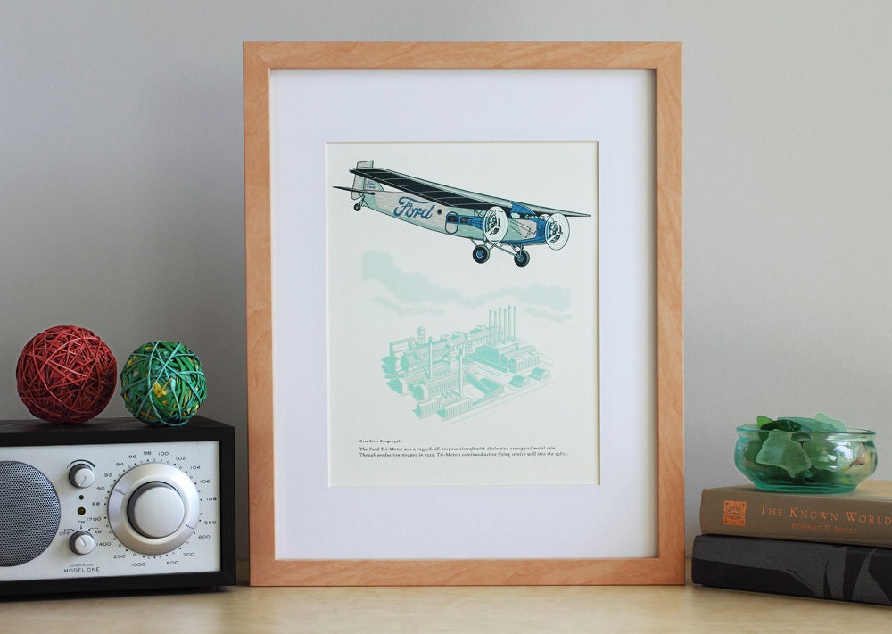 Ford Tri-Motor Airplane Letterpress Art Print
