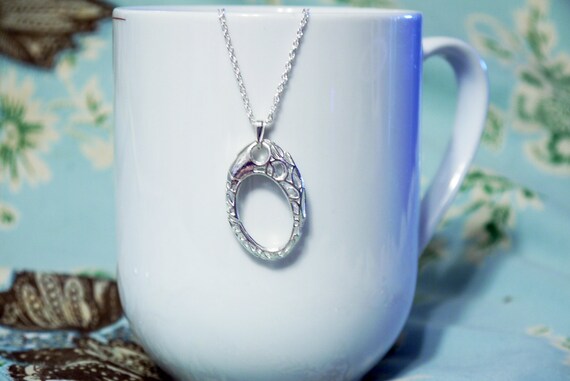 Sterling Silver Lattice Wedding Ring / Band Holding Pendant