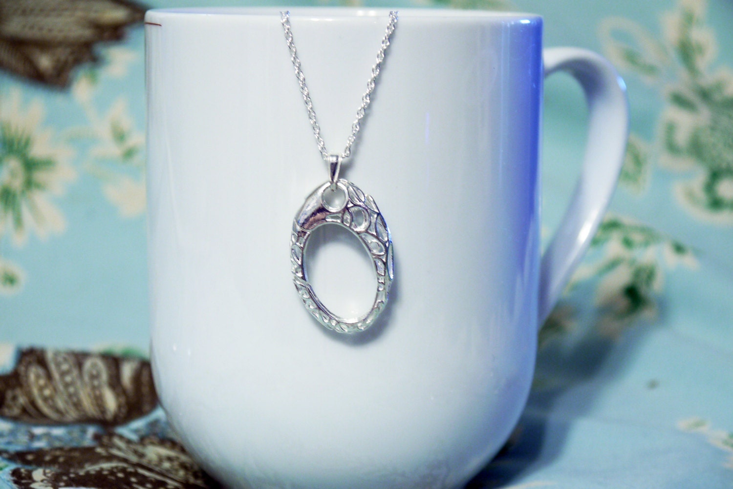 Sterling Silver Lattice Wedding Ring / Band Holding Pendant