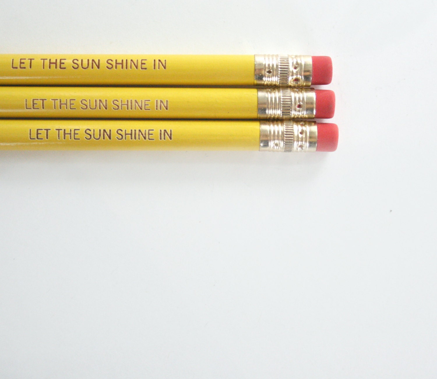 let the sun shine in pencil set of three 3 in yellow. back to school supplies