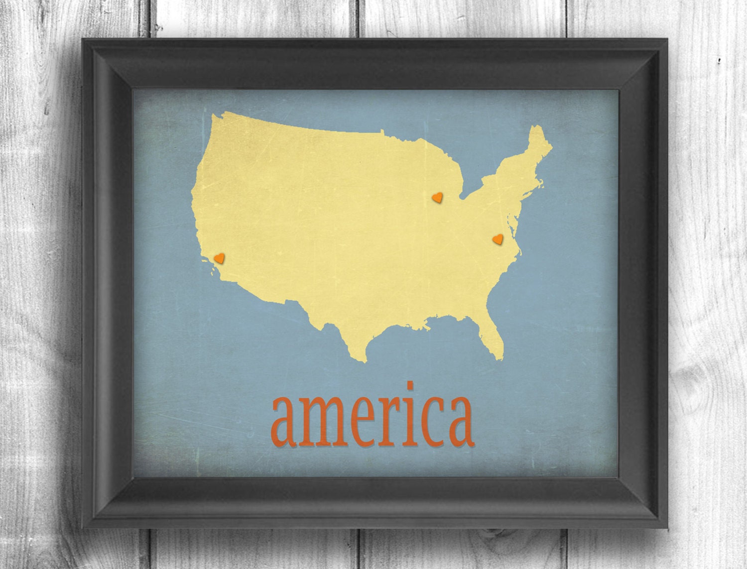 Where in America - Giclee Typographic print map art state poster custom wall sign - choose your color and locations - 11x14 Typography