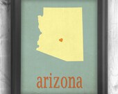 Arizona Map Typographic print map art state poster wall sign choose your color - 11x14 Typography