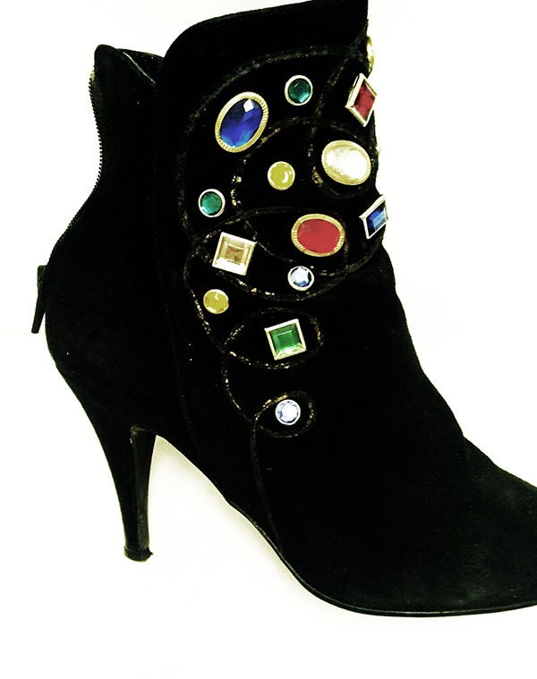 Vintage Jeweled Ankle Boots Size 5 1/2