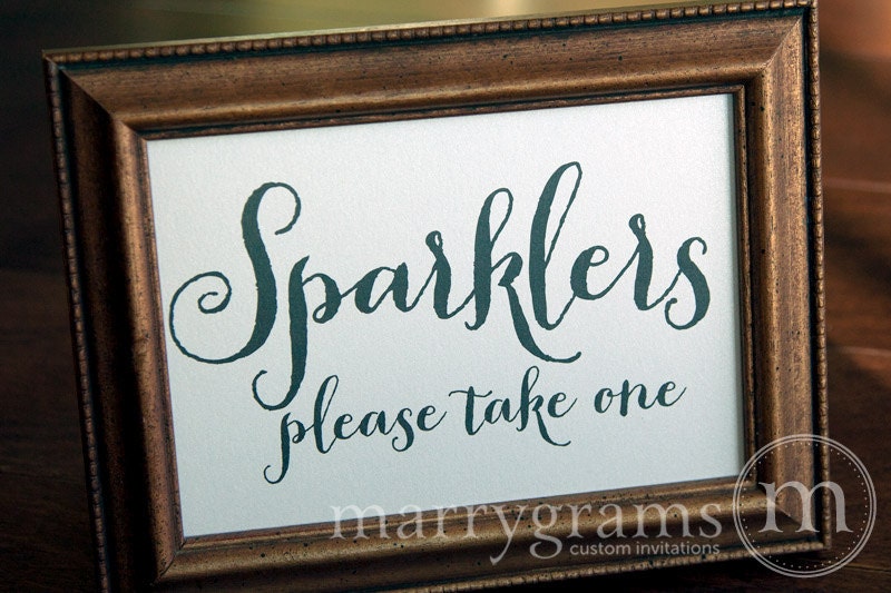 Sparklers Sign Table Card - Sparkler Send-off Wedding Reception Signage - Favor Table Sign - Matching Numbers Available SS02