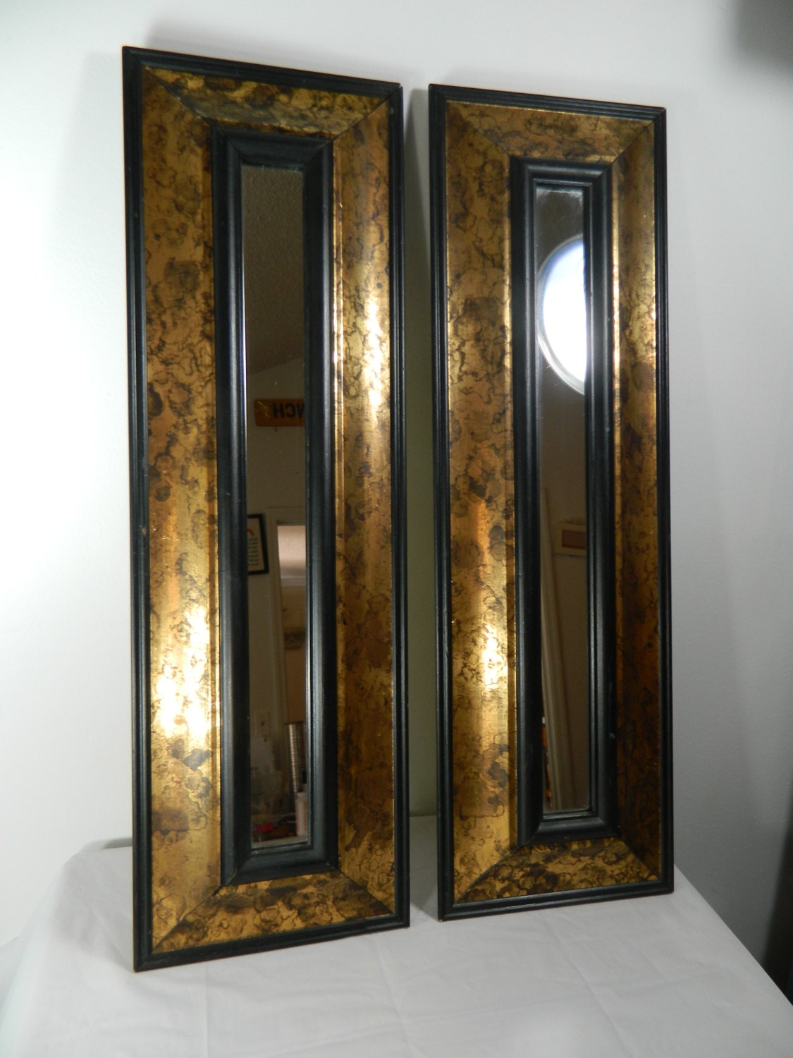 Wood Framed Mirror Pair, Vintage Mirrors Wooden Frames Wall Decor