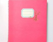 Scrapbook Album - Vintage Style - Kraft Card Paper - Golden Scissors - Pink - 30 sheets