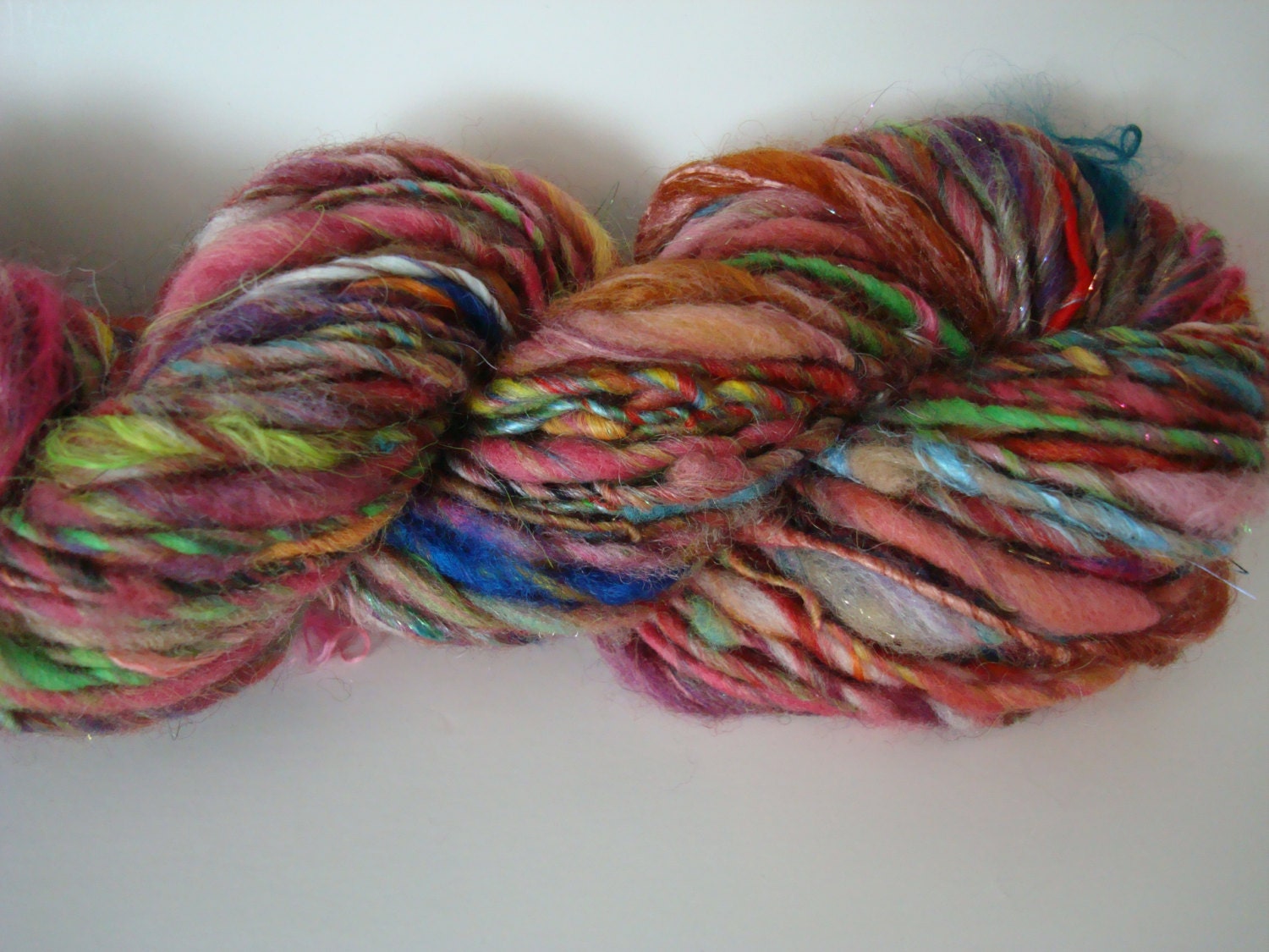 Handspun Art Yarn Thick & Thin Singles "Kitchen Sink 3" Mini Skein 58 yds