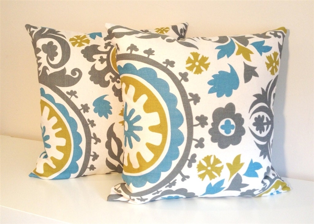 Decorative Throw Pillow Covers. 20 x 20 Inches. Summerland Suzani Decorative Pillow Slipcover.