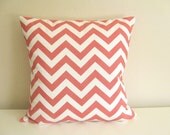 CLEARANCE Coral Chevron Pillow Cover. 14 X 14 Inch. Decorative Couch Cushion Cover.