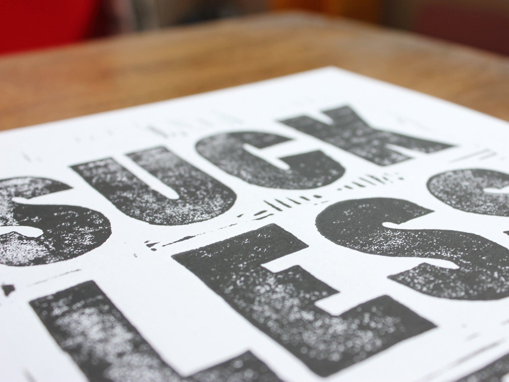 Linoleum Print Poster - Suck Less