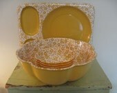 Vintage Set of Matching Lunch Trays and Bowls